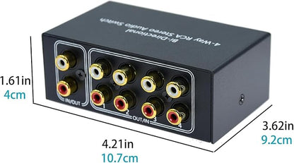 No Noise 4 Way 1 in 4 Out or 4 in 1 Out Audio Sound selector RCA Female Stereo - Image 5