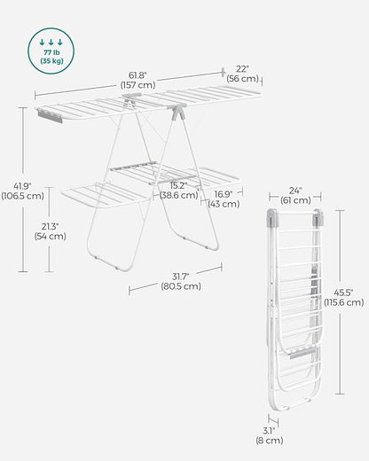 SONGMICS Clothes Drying Rack, Foldable 2-Level Laundry Drying Rack, - Image 6