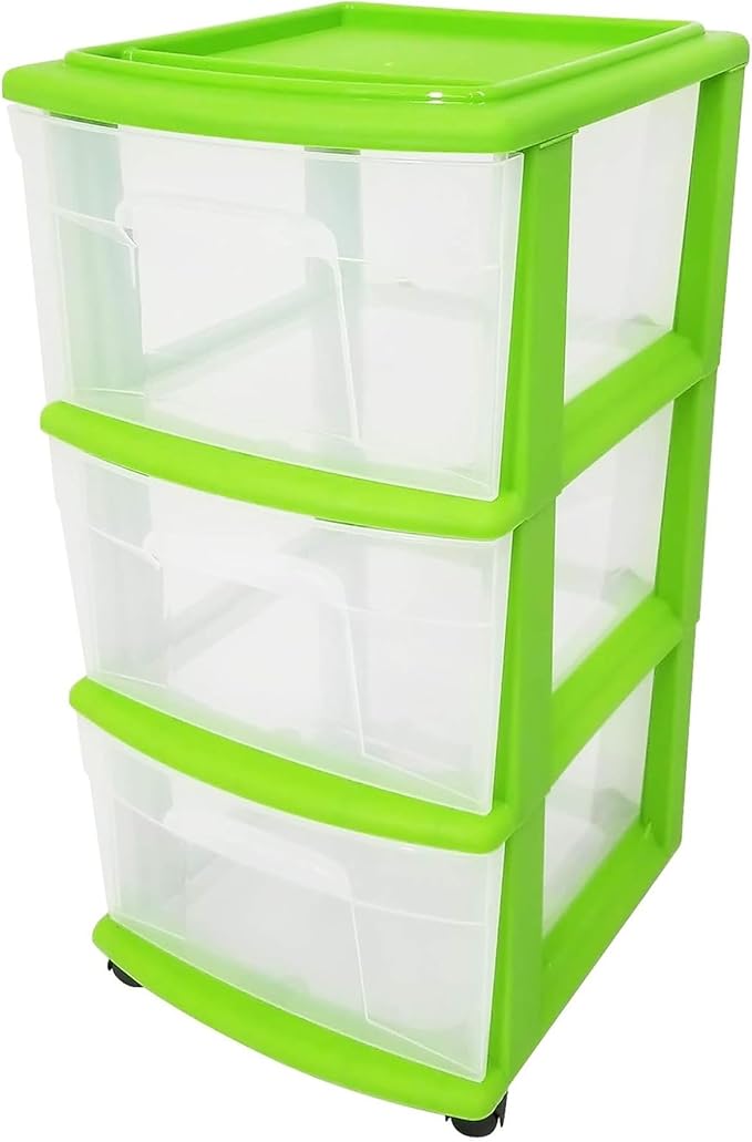HOMZ 2-Pack Drawer Tower, 3-Tier Clear Plastic Storage Organizer Cart, Bold - Image 8
