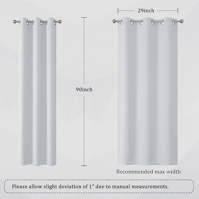 DUALIFE Greyish White Curtains 90 Inches Long - Image 6