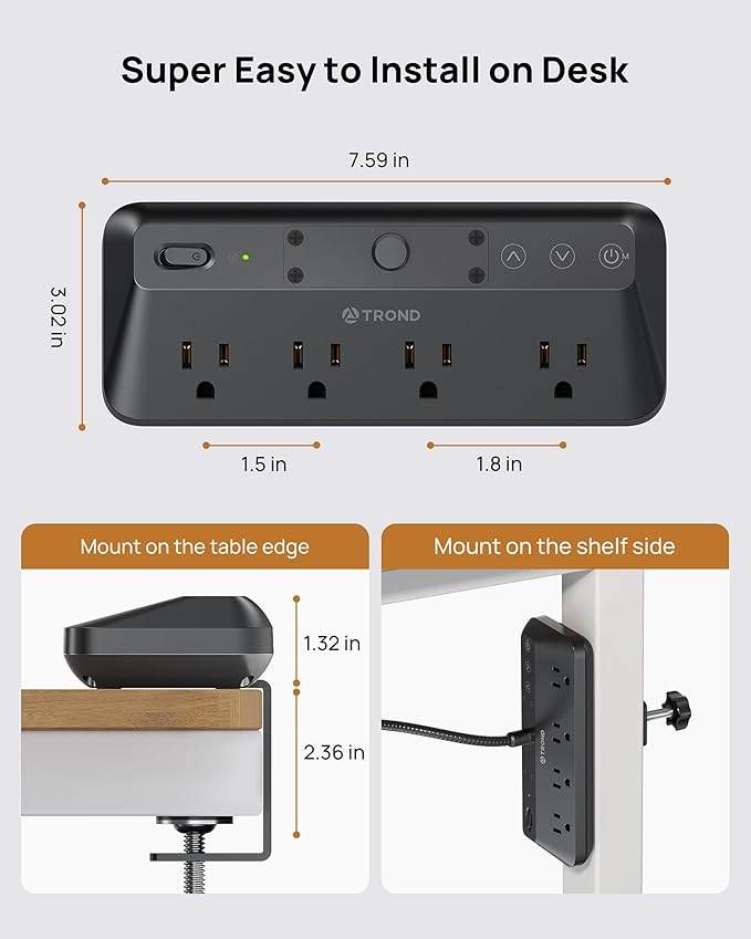 TROND LED Desk Lamp with Clamp Power Strip - Image 6