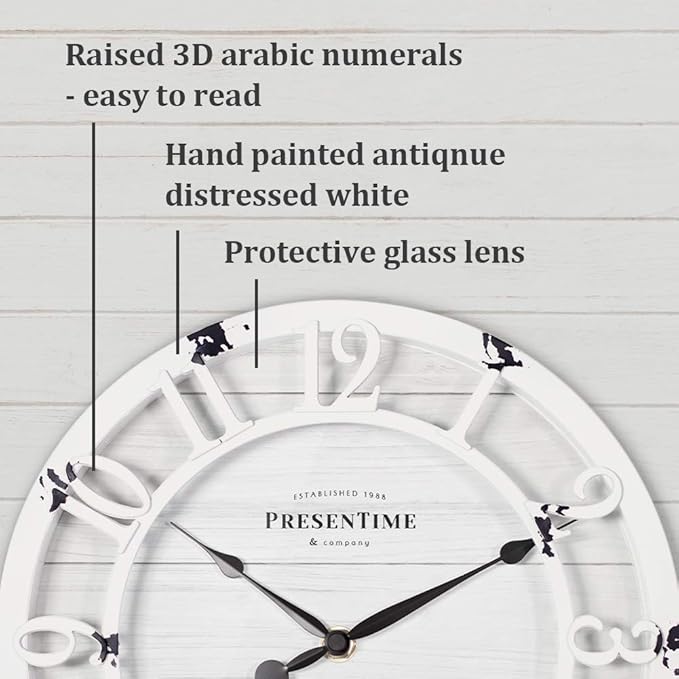 Presentime & Co 10" Farmhouse Series Wall Clock, Shiplap Style, Raised 3D - Image 2