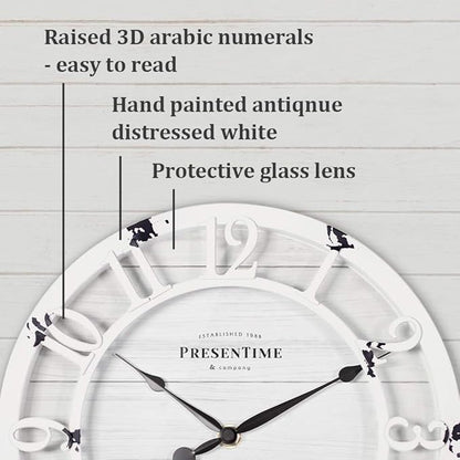 Presentime & Co 10" Farmhouse Series Wall Clock, Shiplap Style, Raised 3D - Image 2