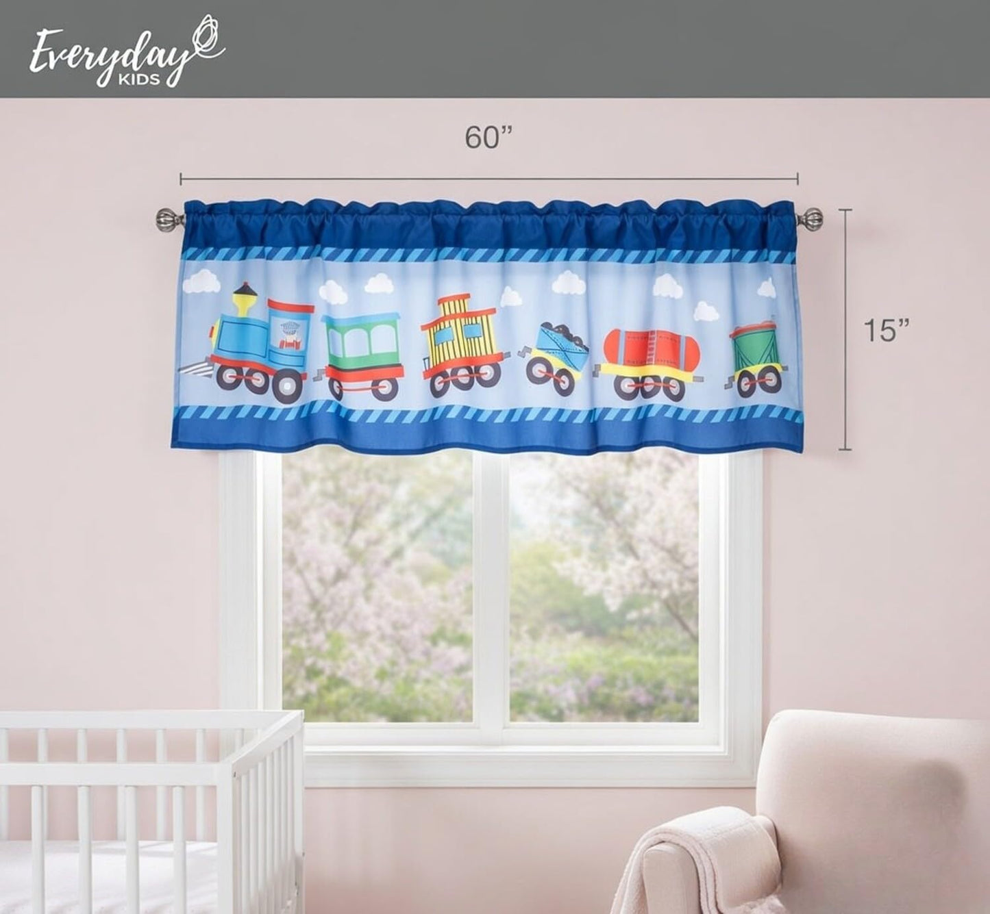 EVERYDAY KIDS Nursery Window Valance - Choo Choo Train
