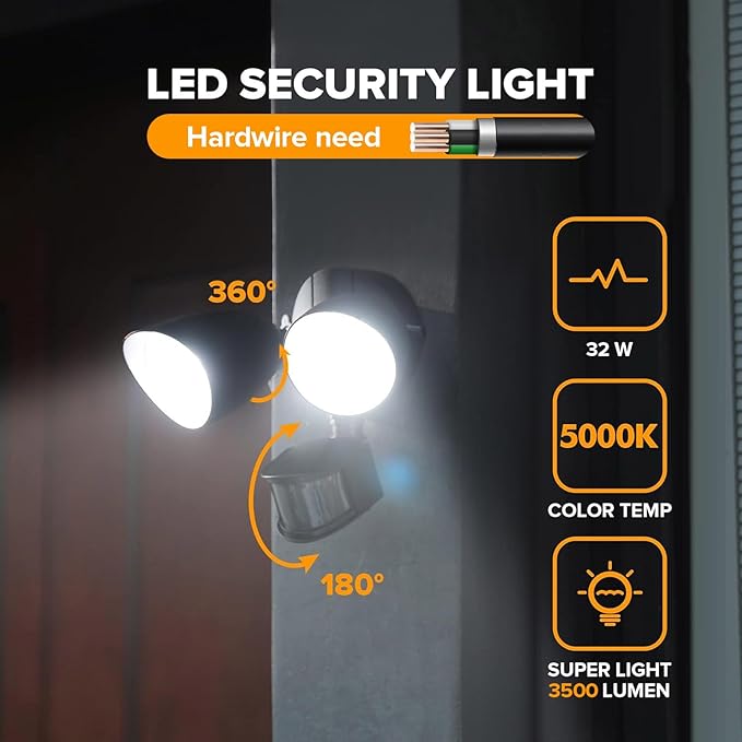 LUTEC 32W 3500 Lumen LED Security Lights Motion Sensor Light Outdoor, 5000K - Image 2