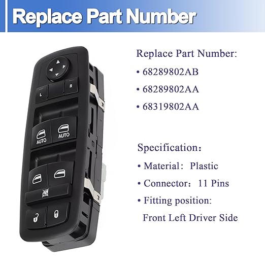 68289802AA Master Power Window Switch Front Left Driver Side Fits - Image 2