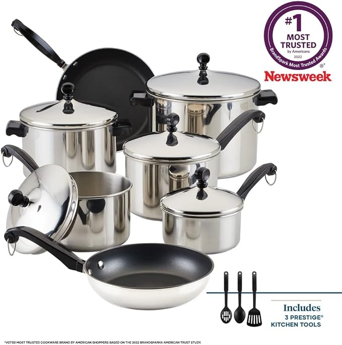 Farberware Classic Stainless Steel Cookware Pots and Pans Set - Image 18