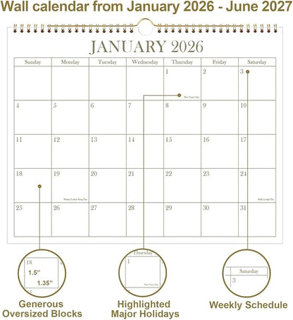 2026 Calendar - 2026-2027 Wall Calendar from January 2026 - June 2027, 18 - Image 2