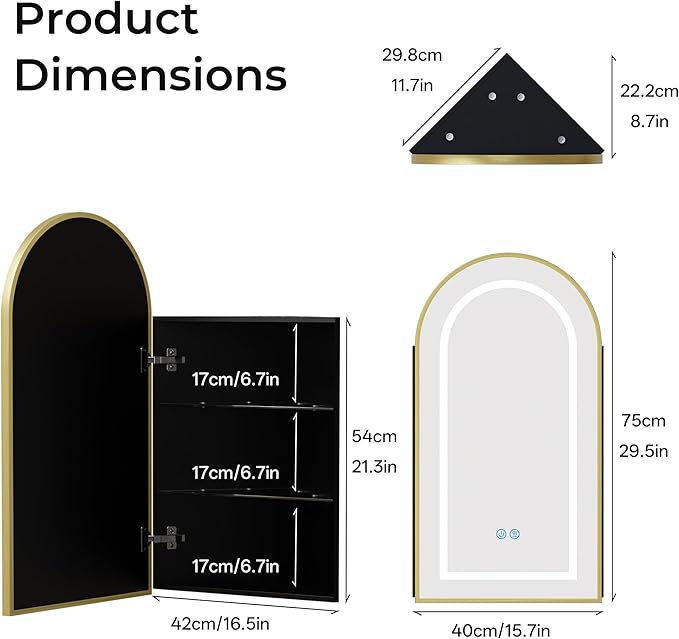 LED Corner Medicine Cabinet - Image 2
