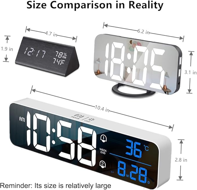 Hournor Digital Clock for Bedroom, Digital Wall Clock for Living Room Decor - Image 6