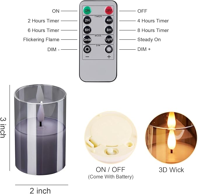 6Pack Glass Flickering Flameless Candles - Image 3