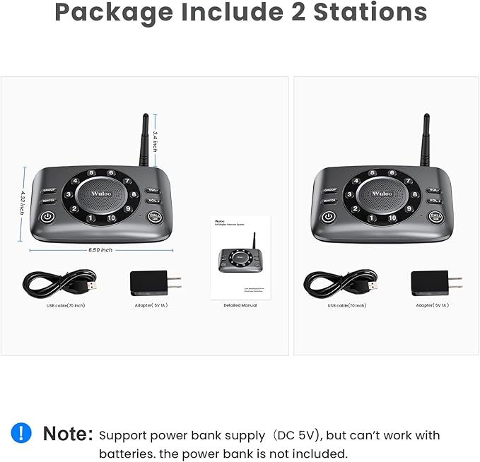 Hands-Free Intercoms Wireless for Home Business, Wuloo Upgrade Two Way Audio - Image 8