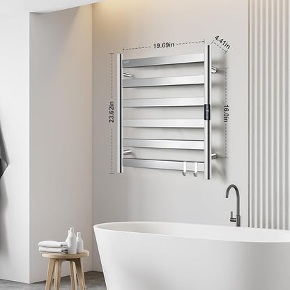 R FLORY Heated Towel Rack for Bathroom, 6 Bar Wall Mounted Towel Warmer Rack - Image 2