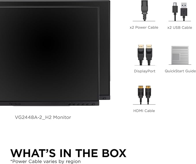 ViewSonic VG2448A-2_H2 24 Inch Dual Pack Head-Only 1080p IPS Monitor - Image 7