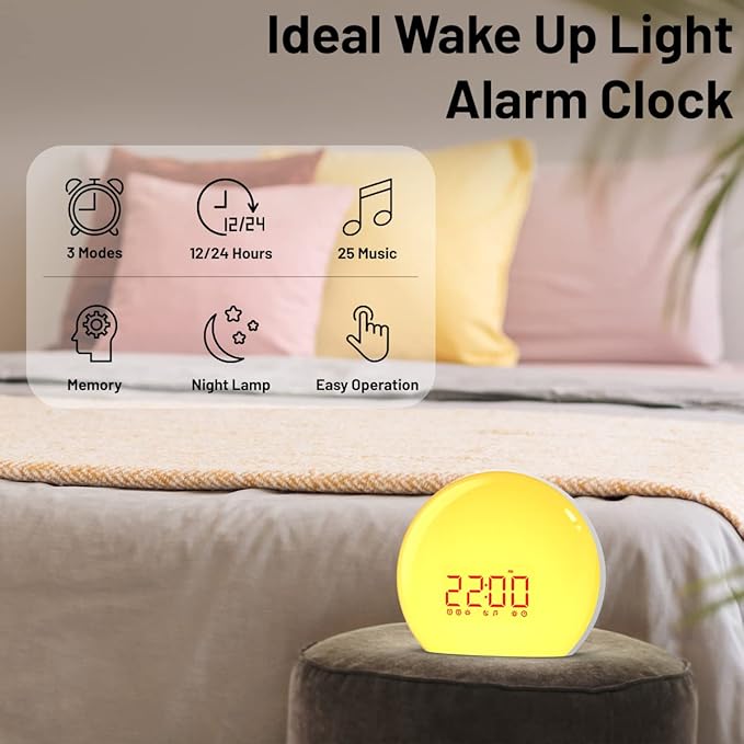 Audio and Video Receivers Sound Machine Alarm Clock Sunrise Wake Up Light - Image 6