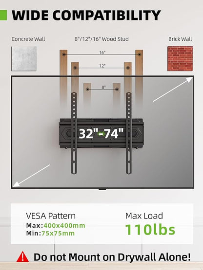 USX MOUNT TV Wall Mount for 32-74 inch Flat Screen/LED/4K up to 110lbs - Image 2
