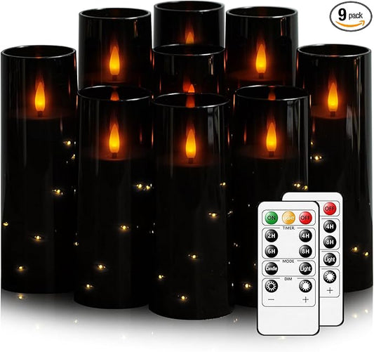 Flickering Flameless LED Candles, Acrylic LED Pillar Candles by Nimiko