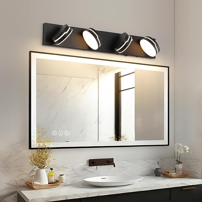 26In Motion Sensor Vanity Light, Matte Black 3CCT 4-Light Modern LED Bathroom - Image 4