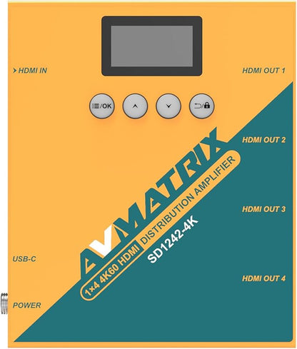 AVMATRIX SD1242-4K 1 in 4 Out Distribution HDMI Signal Splitter Converter - Image 2