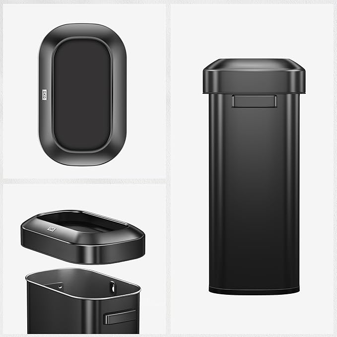 EKO Urban 24 Gallon/90 Liter Open Top Stainless Steel Slim Commercial Trash Can - Image 8