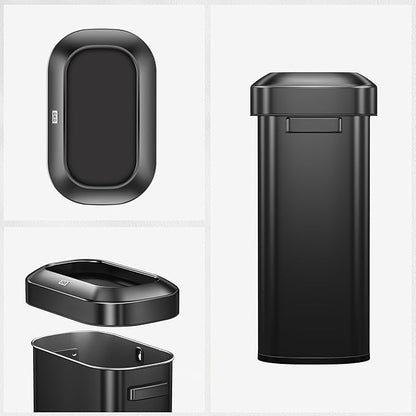 EKO Urban 24 Gallon/90 Liter Open Top Stainless Steel Slim Commercial Trash Can - Image 8