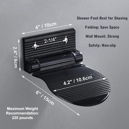 Shower Foot Rest for Shaving, Wall Mounted Folding Foot Stand for Bathroom, Black Metal