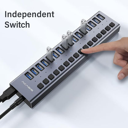 Powered USB 3.0 Hub, ACASIS 16 Ports USB 3.0 Hub - Image 4