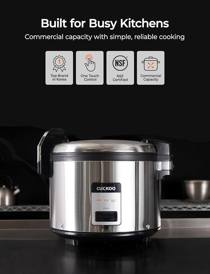 CUCKOO Commercial Rice Cooker & Warmer, Extra Large Rice Cooker 30-Cup Uncooked - Image 3