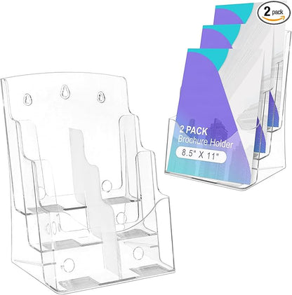 AMGSH 2 Pack 3 Tier Brochure Holder 8.5” x 11” by AMGSH