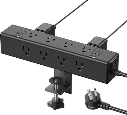 CCCEI Desk Outlet Station 20W USB C Port. 12 Outlet Desktop Clamp Power Strip by CCCEI
