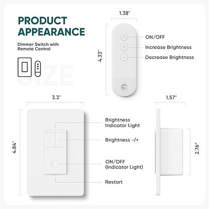 TREATLIFE Dimmer Switch with Magnetic Remote, Wireless Light Switch, Single - Image 8