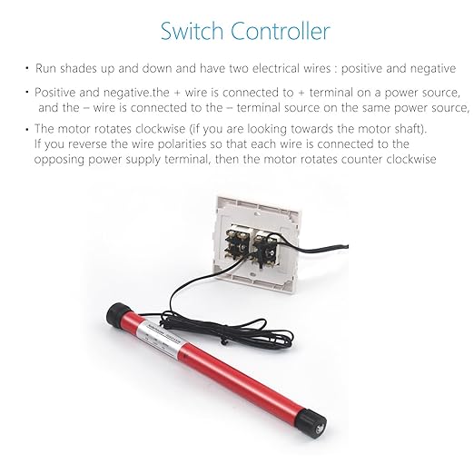 Rollerhouse DC12V 500mA 2 Wires Hard Wired Switch Controlled Electric Roller - Image 4