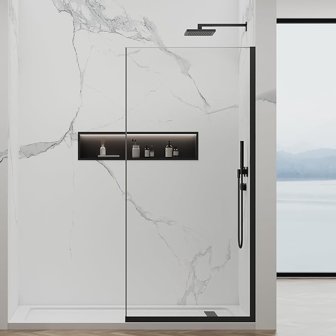 35"x74" Semi-Framed Shower Screen, Single Fixed Shower Glass Panel - Image 2