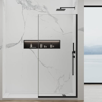35"x74" Semi-Framed Shower Screen, Single Fixed Shower Glass Panel - Image 2