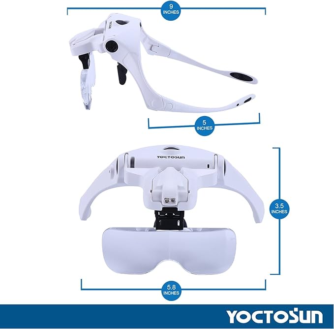 YOCTOSUN LED Head Magnifier, Rechargeable Hands Free Headband Magnifying Glasses - Image 8