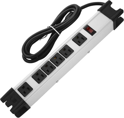 Heavy Duty Power Strip Surge Protector, 6 Outlet Industrial Metal Power Strip by CCCEI