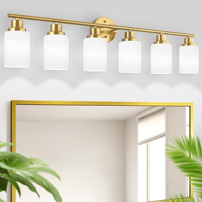 Guliaofo 6-Light Vanity Lights, Brushed Gold Bathroom Light Fixture - Image 8