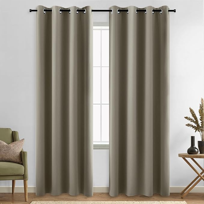 KOUFALL Taupe 52x96 Inches Long Blackout Curtains - Image 3