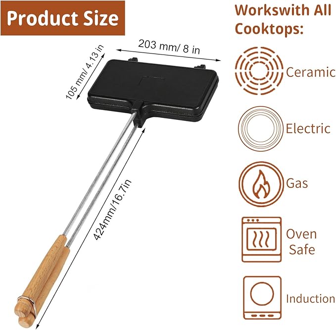 OUKENS Double Pie Irons Sandwich Maker, Campfire Cooking Equipment, Non-Stick - Image 2