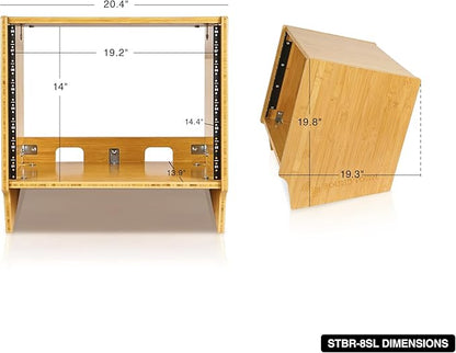 Sound Town DIY 8U Angled Desktop Turret Studio Rack, Solid Carbonized Bamboo - Image 5