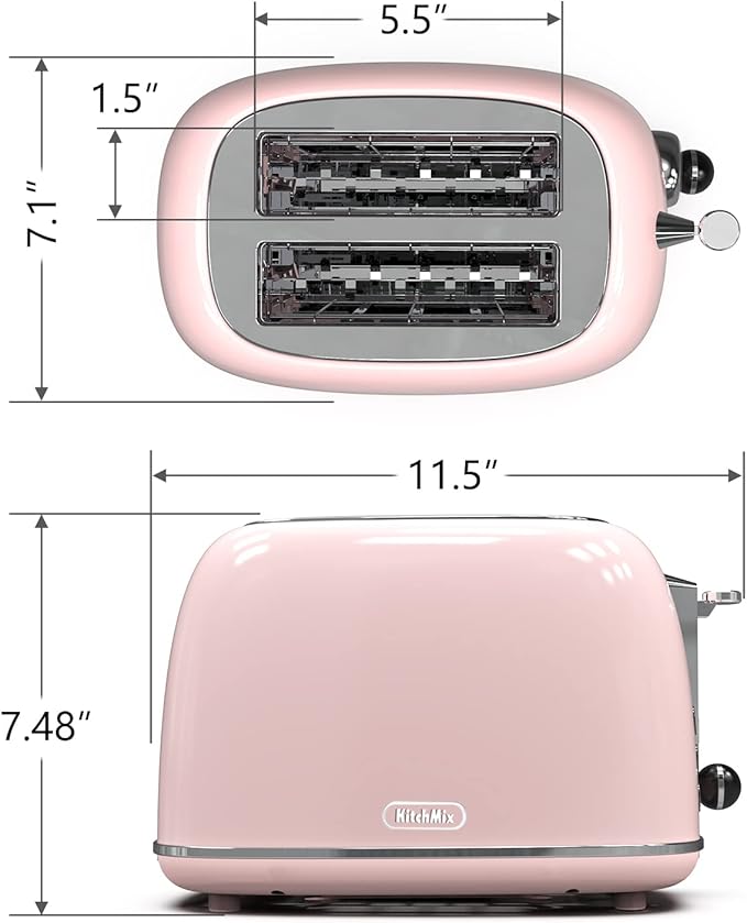 Toaster 2 slice, Retro Stainless Steel Toaster - Image 7