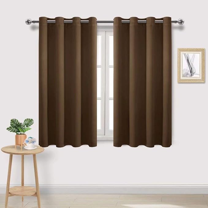 DWCN Brown Curtains 45 Inches Long, Thermal Blackout Drapes by DWCN