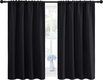 NICETOWN Black Blackout Curtains and Drapes 48 inches Long, Privacy RV Draperies - Image 2