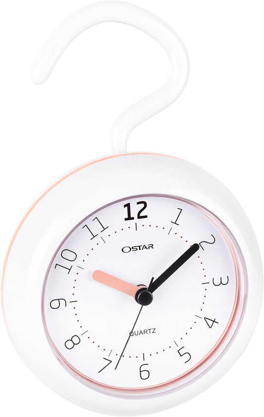 OSTAR Waterproof Bathroom Shower Clock, Analog Quartz Clock Hanging Stand Dual by TrulySilentClocks