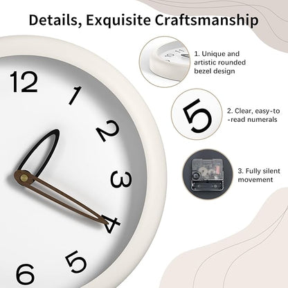 lanktoo Modern Wall Clock, Battery Operated, Tempered Glass, Bathroom - Image 3