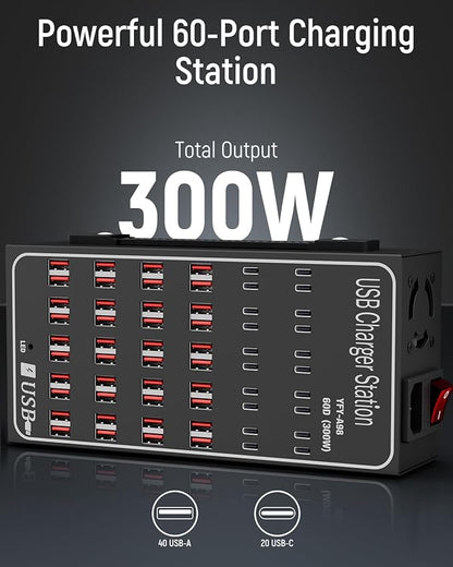 60 Port 300W USB Charging Station, Desktop Charging Station - Image 3