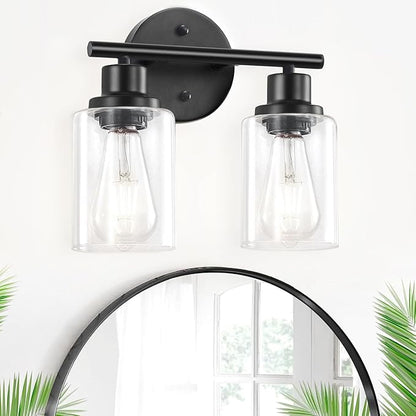 Guliaofo 2-Light Black Bathroom Light Fixtures, E26 Modern Vanity Lights by GuliaofoLights