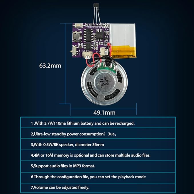 Voice Module, MP3 Music Sound Chips, 16MB Sound Module - Image 2