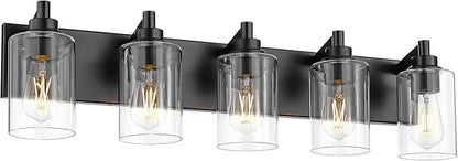 METWET 5-Light Bathroom Light Fixtures, 30 Inch Black Vanity Light by Metwet