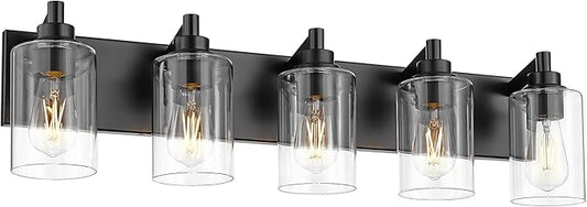 METWET 5-Light Bathroom Light Fixtures, 30 Inch Black Vanity Light by Metwet
